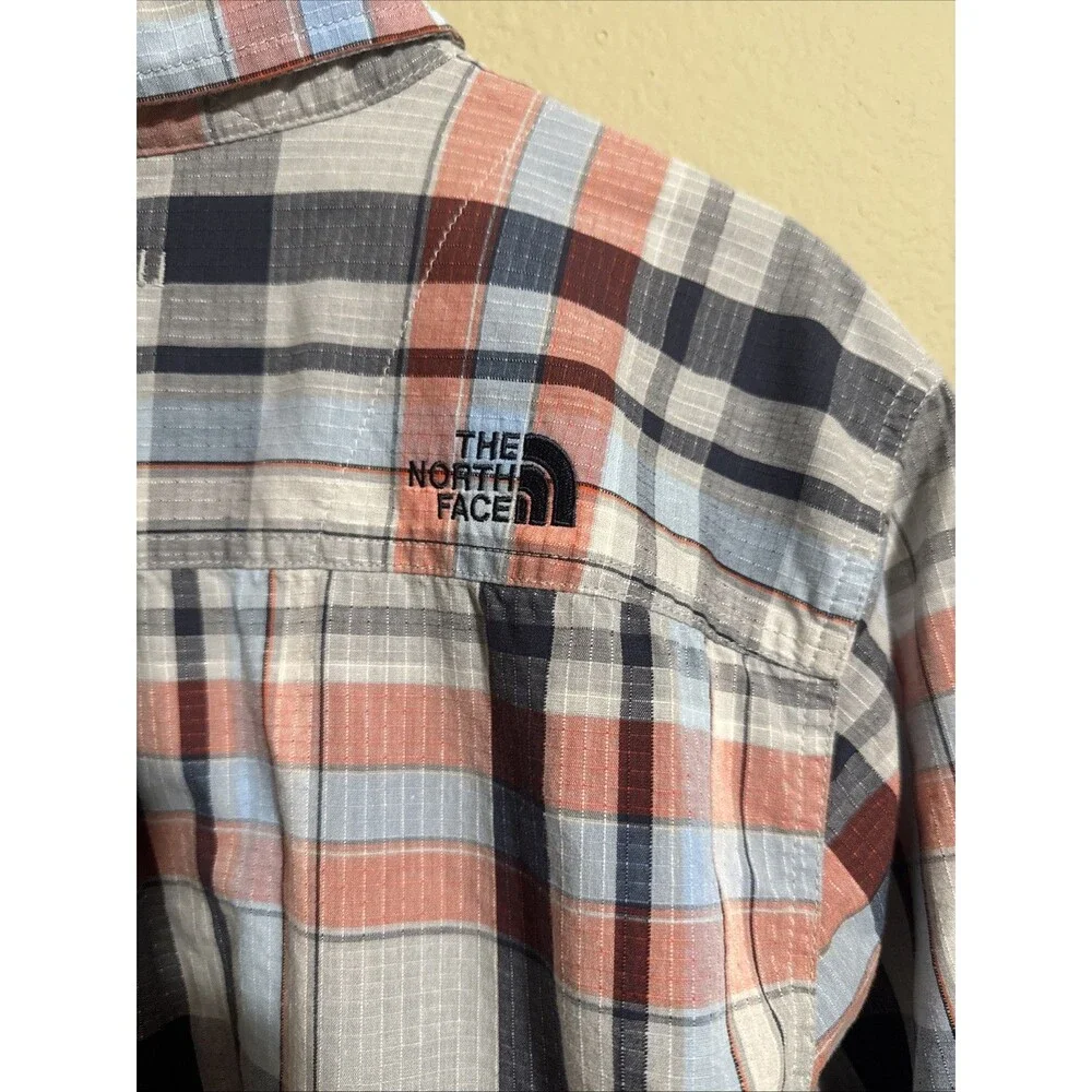 The North Face Plaid Button Down Mens XLarge Blue Red Grey Long Sleeve Shirt